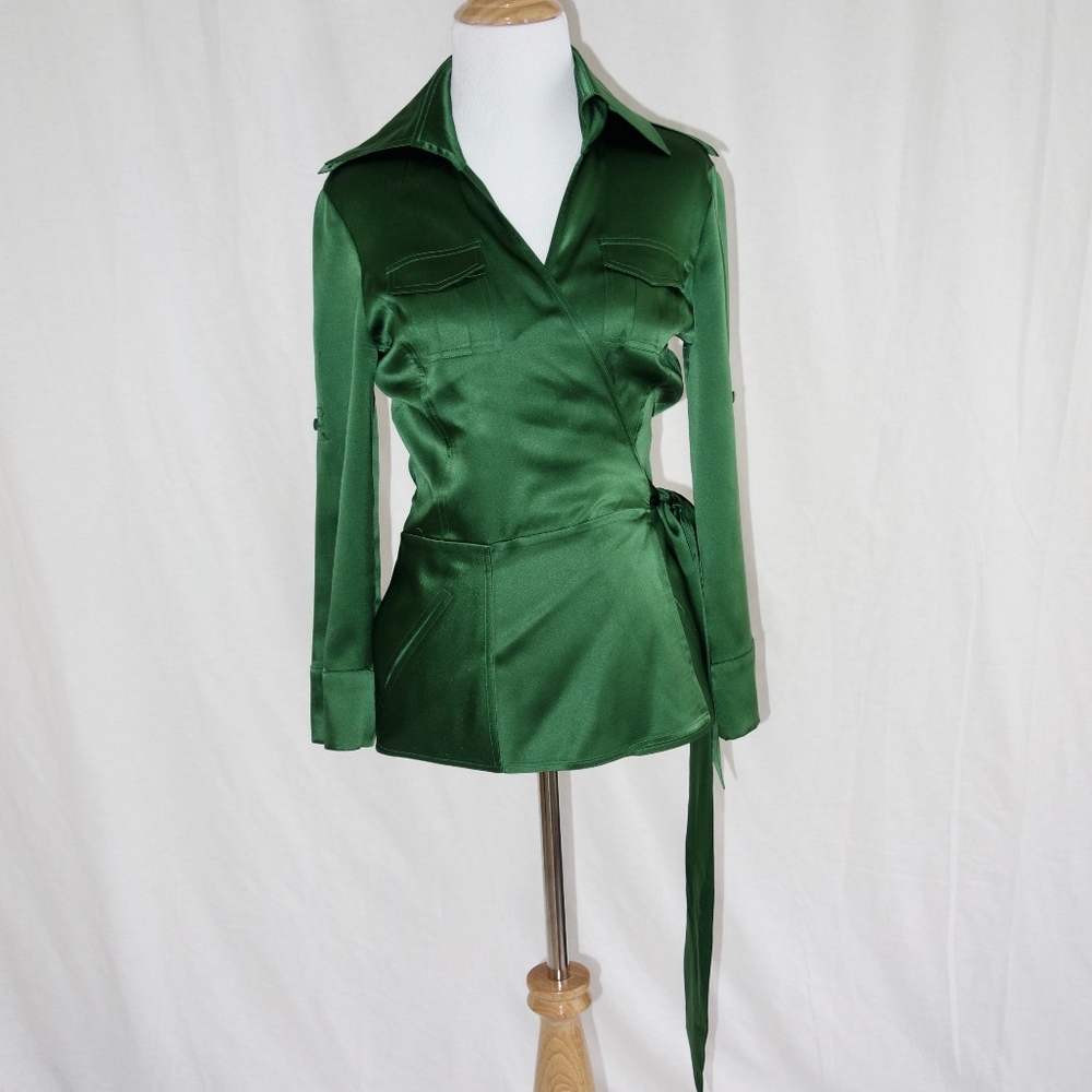 DVF satin wrap top RARE Diane Von Furstenberg